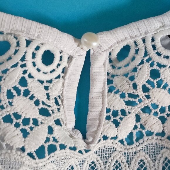 Oxygen blouse lase shoulder white women's size S - Picture 3 of 8